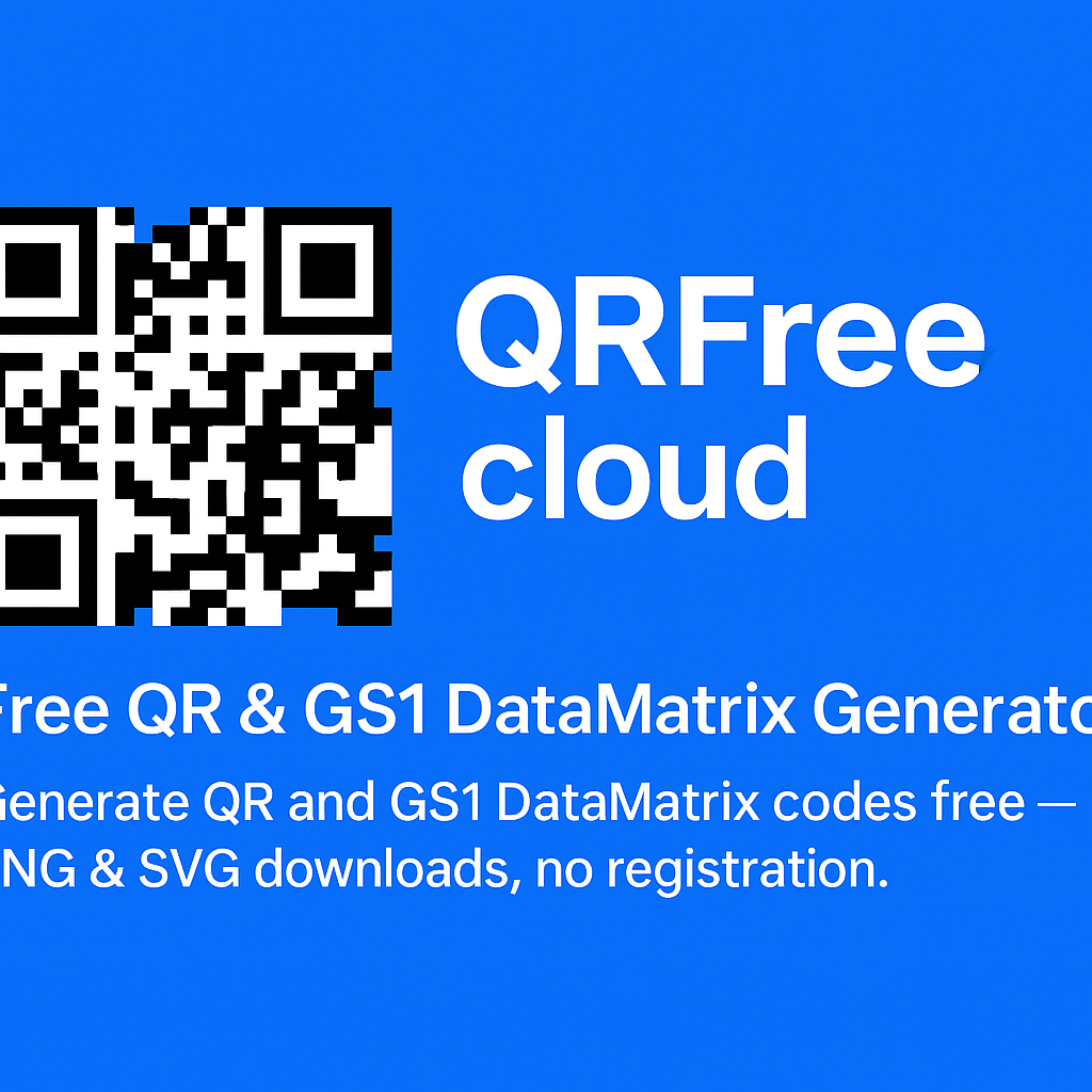 QRFree.cloud — Free QR & GS1 DataMatrix Generator